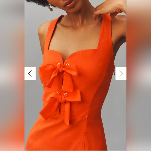 Anthropologie Tie Front Midi Dress - Picture 2 of 9